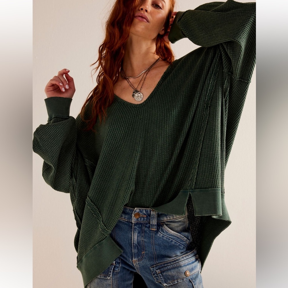 Free People Buttercup thermal top in green